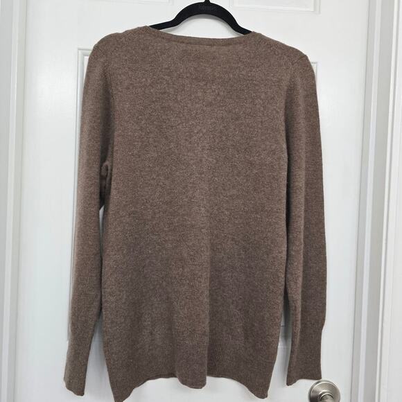 Alex Marie Cashmere Sweater Brown V-Neck Sz L Timeless Minimalist QuietLuxury - Picture 4 of 7